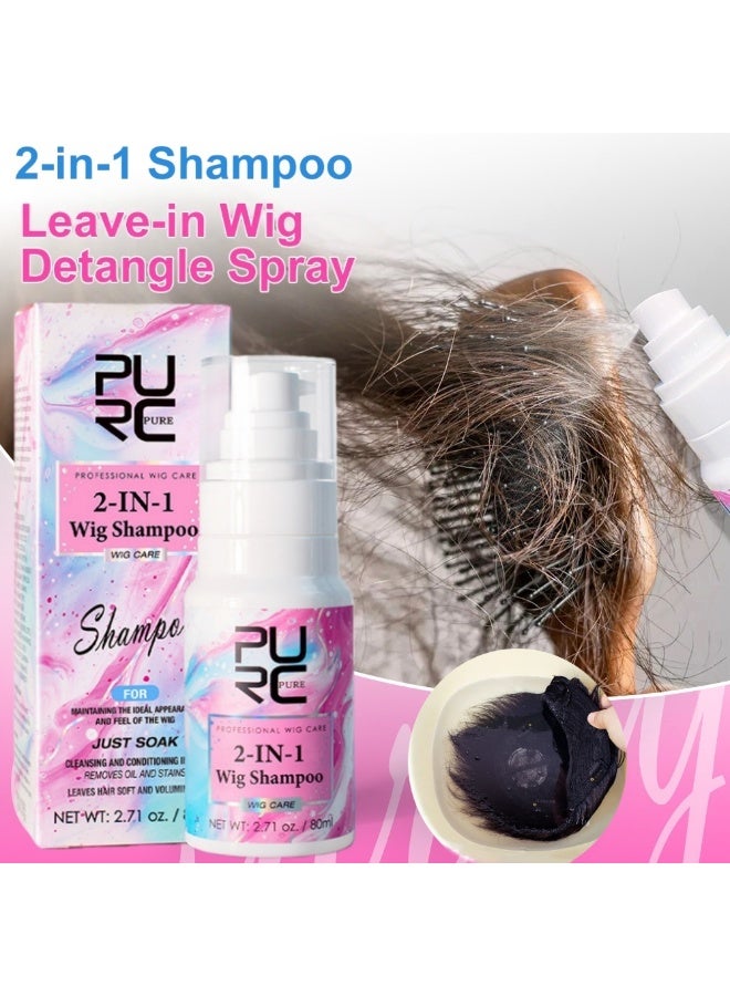 PURE 2-in-1 No-rinse Wig Shampoo Spray, Smooths and Prevents Tangling, Cleanses and Nourishes in One 80ml - Image 1